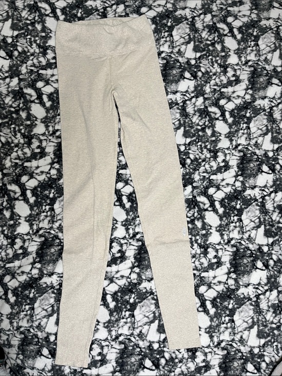 Free People Pants - Free People High-Waist Leggings with ribbed waist and lower leg, size M, Oatmeal